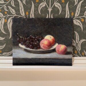 Original Oil Painting – Peaches & Grapes Still Life